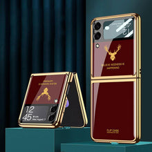 Load image into Gallery viewer, Galaxy Z Flip3 Luxurious Deer Pattern Inspirational Glass Case
