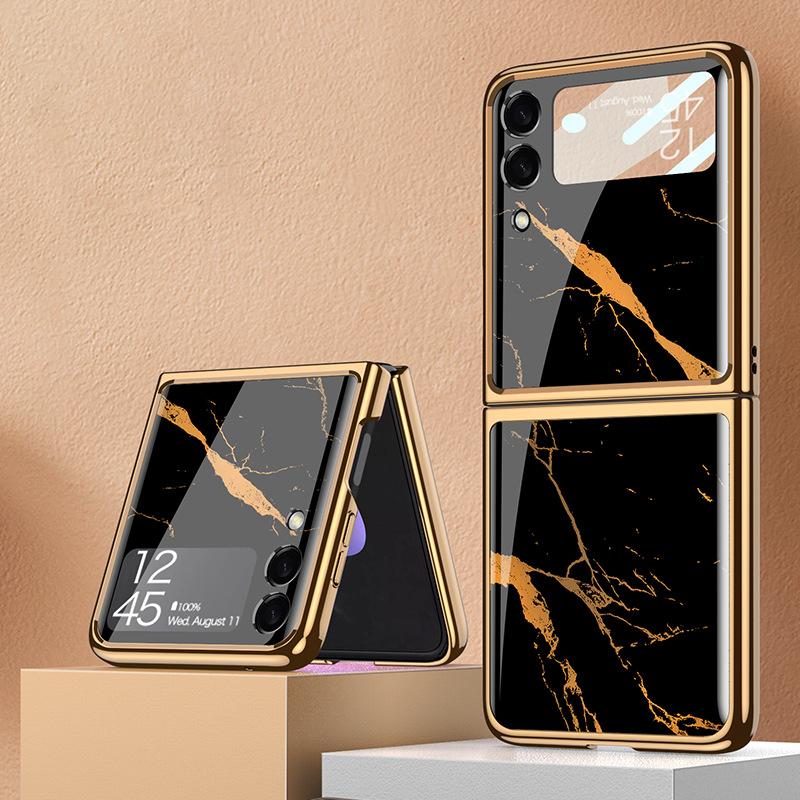 Galaxy Z Flip3 Marble Pattern Glass Case