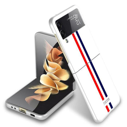 Galaxy Z Flip3 Ultra-Thin Hybrid Striped Matte Shell Case- White