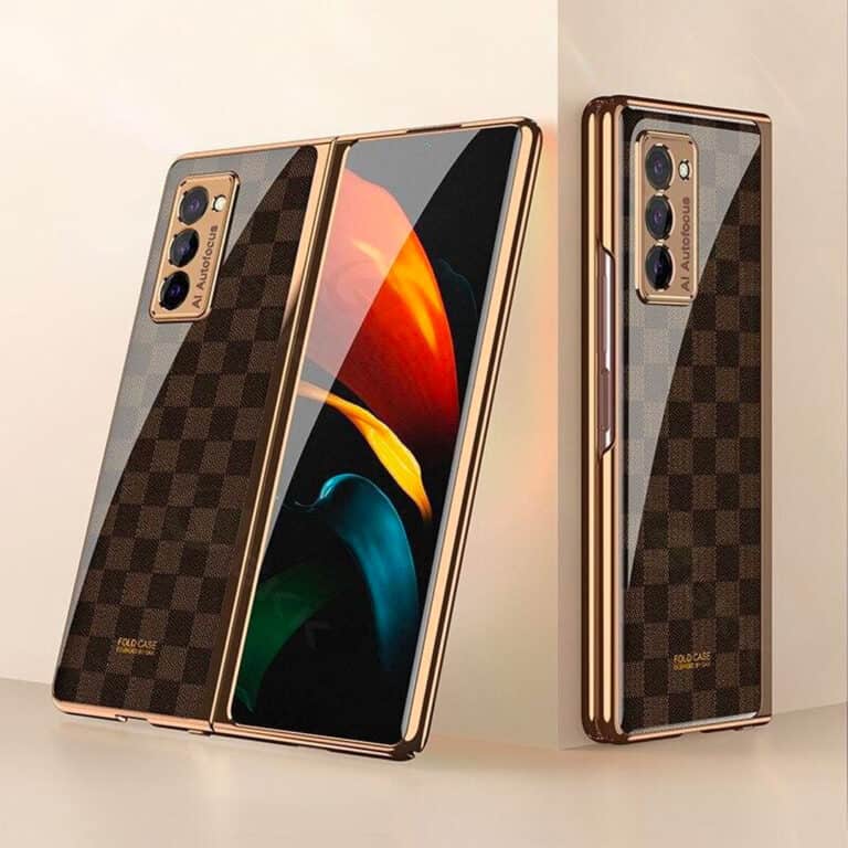 Galaxy Z Fold2 Luxury Check Pattern Glass Case