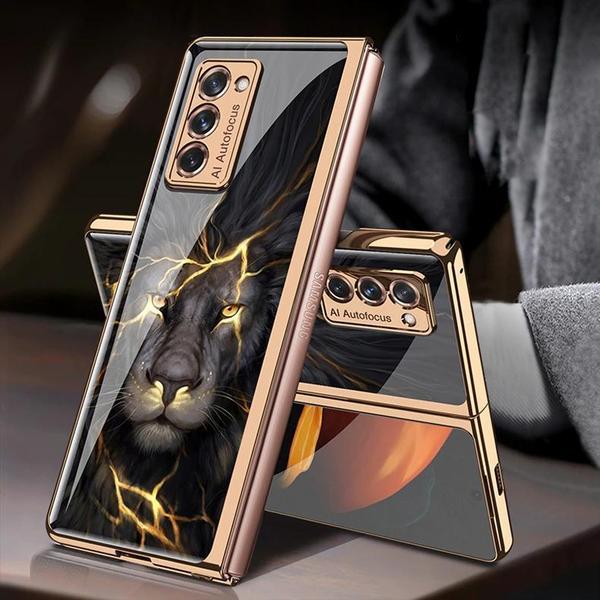 Galaxy Z Fold2 Lion Pattern Ultra High Protection Glass Case