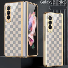 Load image into Gallery viewer, Galaxy Z Fold3 Luxury Check Pattern Glass Case
