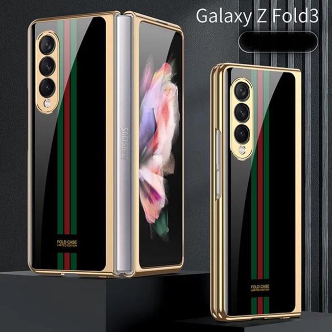 Galaxy Z Fold3 Premium Striped Glass Back Case