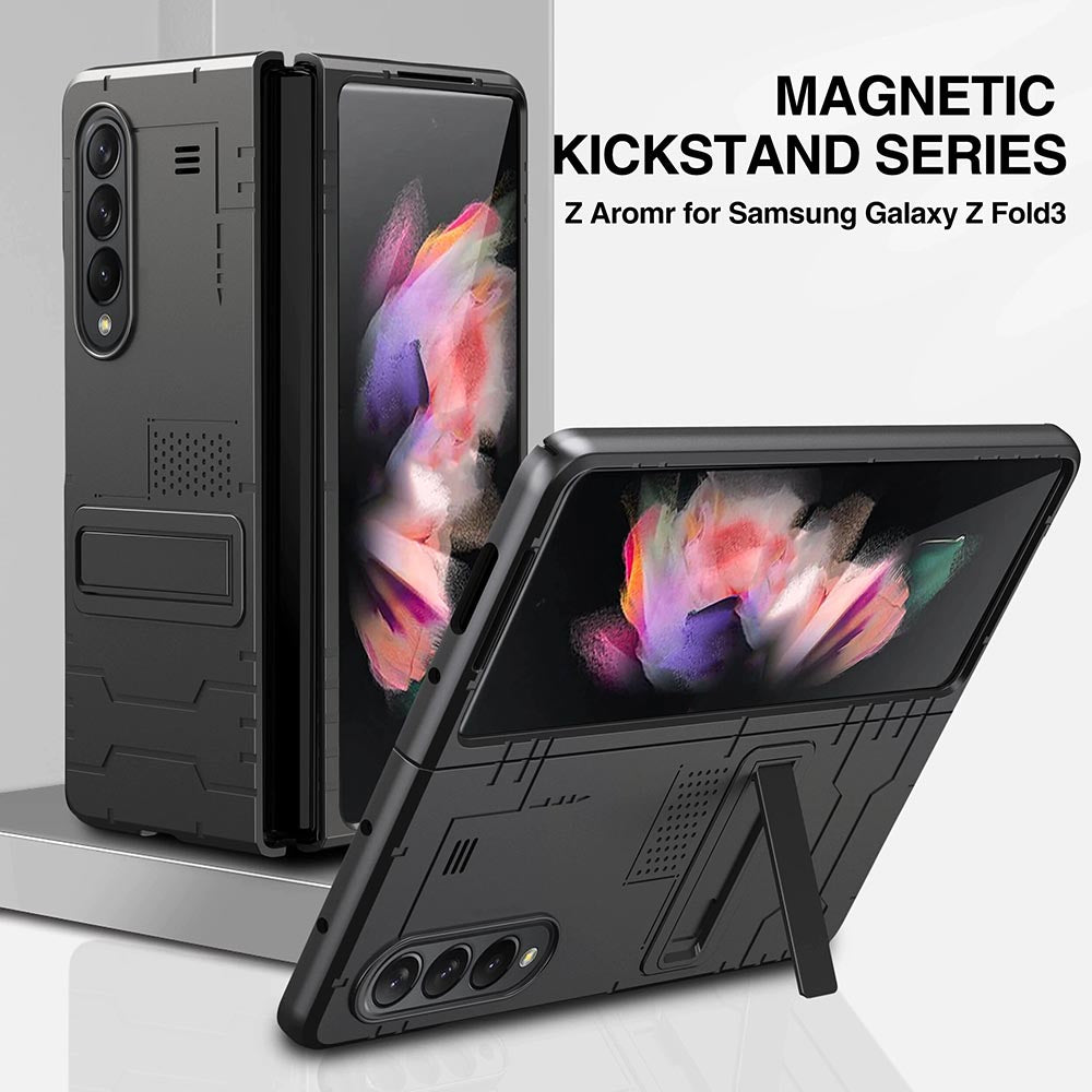 Galaxy Z Fold3 Invisible Magnetic Kickstand Holder Bracket Hard Back Case