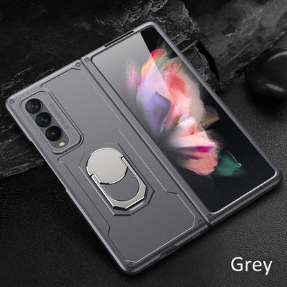 Galaxy Z Fold 3 Drop Resistance Rugged Defender Armor Ring Holder With kickstand Bracket Case