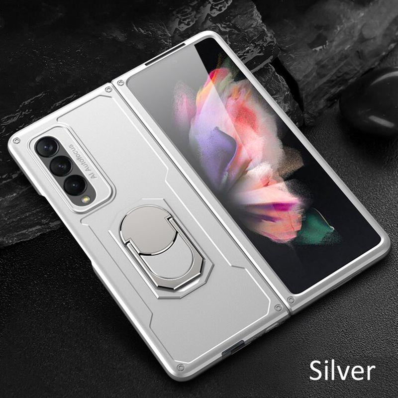Galaxy Z Fold 3 Drop Resistance Rugged Defender Armor Ring Holder With kickstand Bracket Case
