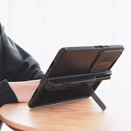 Galaxy Z Fold4 Camshield With Stand and Pen Holder Slot Back Case