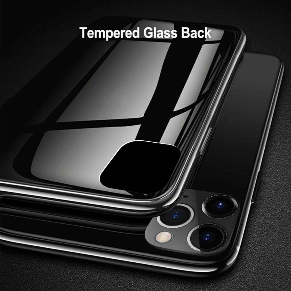 iPhone 11 Pro Max Glass Hard Ultra High Protection Case- Black