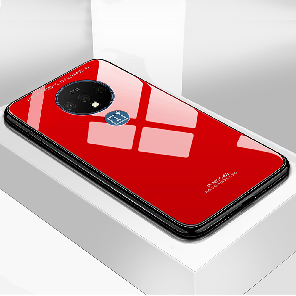 OnePlus 7T Glass Hard Ultra High Protection Case- Red