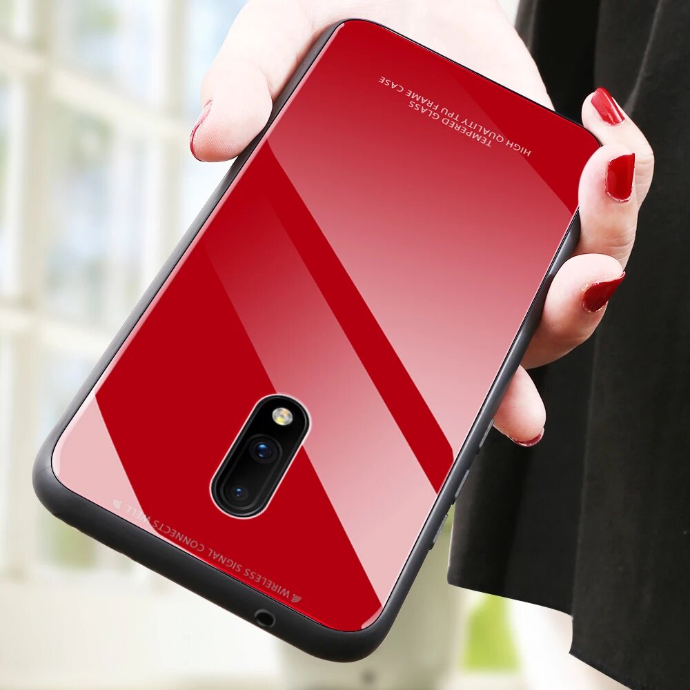 OnePlus 7 Glass Hard Ultra High Protection Case- Red