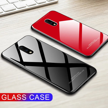 OnePlus 7 Glass Hard Ultra High Protection Case- Red